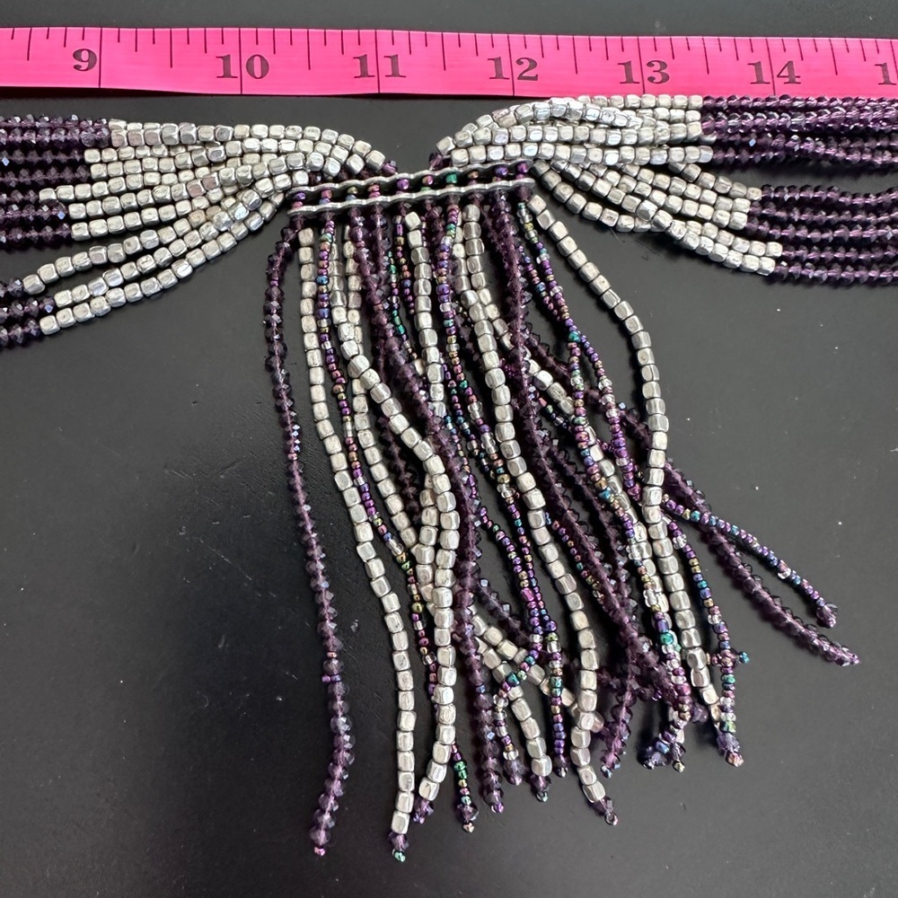 Purple Potay beaded tassel necklace by Himalayan Gems - Picture 9 of 13